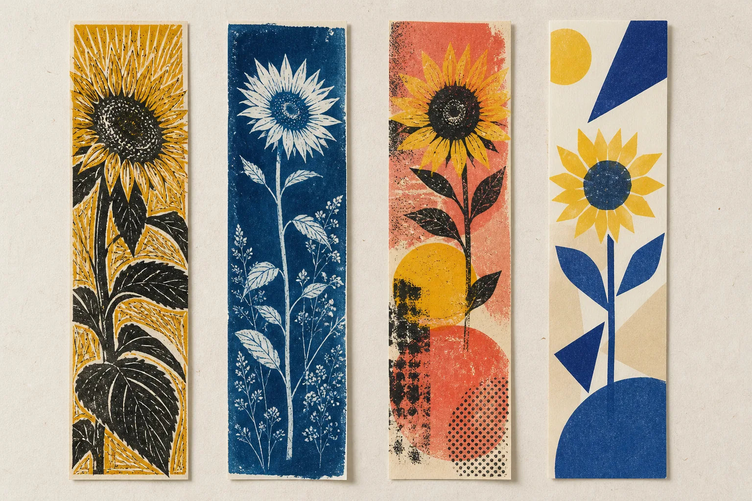 Ein Sonnenblumen-Keyword, vier originale Stile